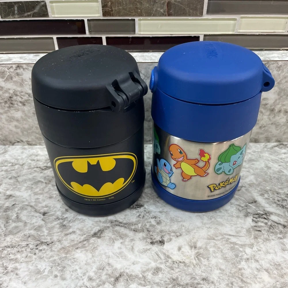 2- kids Thermos containers - Batman & Pokémon- EUC